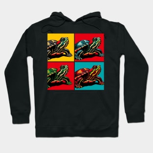 Pop Art Red-Eared Slider Turtle - Cool Aquatic Animal Hoodie